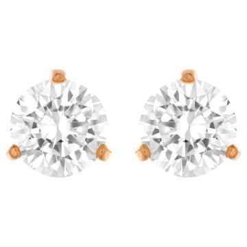 SWAROVSKI Solitaire Pierced Earrings, White, Rose-gold tone plated, 5112156