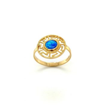 Δαχτυλίδι γυναικείο, χρυσός K14 (585°), μαίανδρος με τεχνητό opal