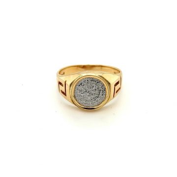 Δαχτυλίδι ανδρικό, χρυσός K14 (585°), μαίανδρος και δίσκος της Φαιστού