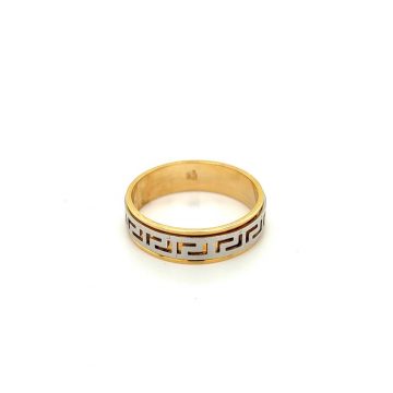Men’s ring, gold K14 (585°) meander with two colors