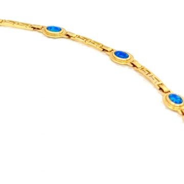 Women’s necklace, gold K14 (585°), meander with artificial opal