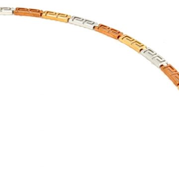 Women’s necklace, gold K14 (585 °), meander tricolor