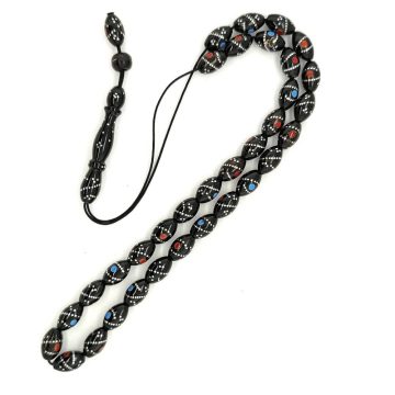 Kombolois Yusuri (Black Coral) embroidered (33 beads)