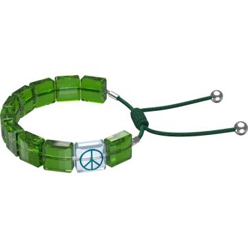 SWAROVSKI Letra bracelet, Peace, Green, Rhodium plated, 5615003