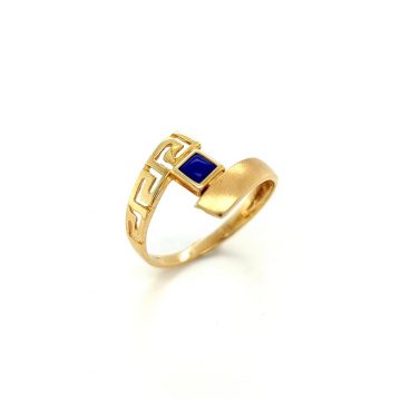 Women’s ring, gold K14 (585°) meander with artificial lapis
