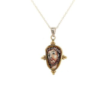 Mosaic pendant Christ, silver 925° and gold K14 (585°)