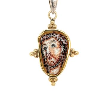 Mosaic pendant Christ, silver 925° and gold K14 (585°)