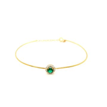 Women’s bracelet, gold Κ14 (585°) rosette with green zircon