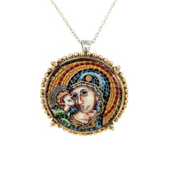 Mosaic brooch pendant Virgin Mary