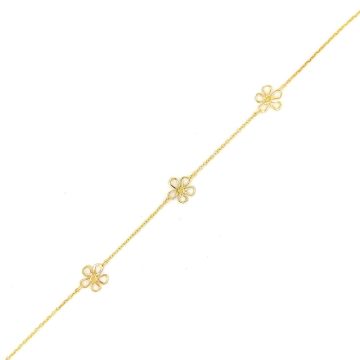 Βραχιόλι γυναικείο, χρυσός Κ9 (375°) με λουλούδι