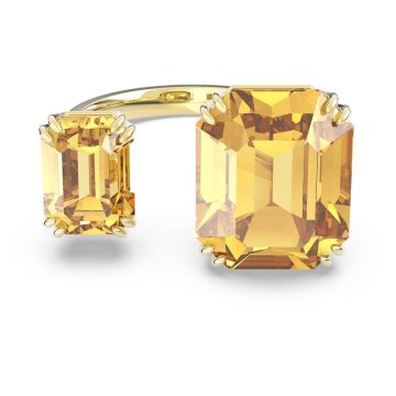 SWAROVSKI Ανοιχτό δαχτυλίδι Millenia Κρύσταλλα τετράγωνης κοπής, Κίτρινο, Επιμετάλλωση σε χρυσαφί τόνο,size 55,5600916