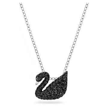SWAROVSKI Μενταγιόν Swarovski Iconic Swan Κύκνος, Μαύρο, Επιμετάλλωση ροδίου, 5347330
