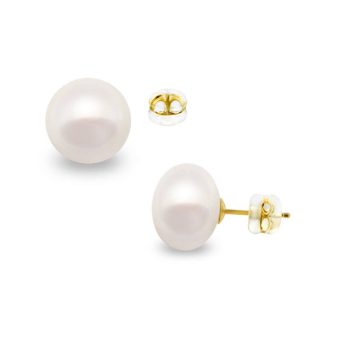 Women’s earrings with white pearls on a gold base K14 (585°), 10.0 – 10.5 mm