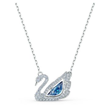 SWAROVSKI Dancing Swan necklace Swan, Blue, Rhodium plated,5533397
