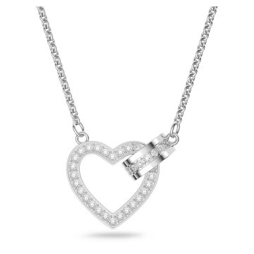 SWAROVSKI Lovely necklace Heart, White, Rhodium plated,5636444