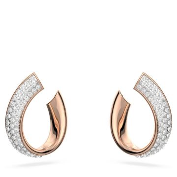 SWAROVSKI Exist hoop earrings Small, White, Gold-tone plated,5636448