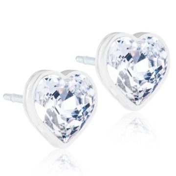 BLOMDAHL Earrings, Medical Plastic, Heart Crystal, 5mm, 181B