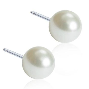 BLOMDAHL Earrings, Natural Titanium Pearl White, 6mm , 20C