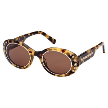 SWAROVSKI Sunglasses Oversized, Pavé crystals,SK0346 52E, Brown,5625304