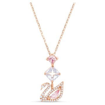 SWAROVSKI Dazzling Swan Y necklace Swan, Pink, Rose gold-tone plated,5473024