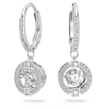 SWAROVSKI Swarovski Sparkling Dance drop earrings Round cut, White, Rhodium plated,5504652