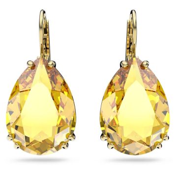 SWAROVSKI Millenia drop earrings Pear cut, Yellow, Gold-tone plated,5619495