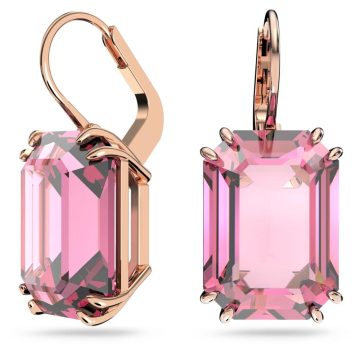SWAROVSKI Millenia drop earrings Octagon cut, Pink, Rose gold-tone plated,5619502