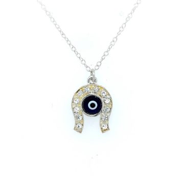 Amulet horseshoe charm with evil eye, silver (925°)