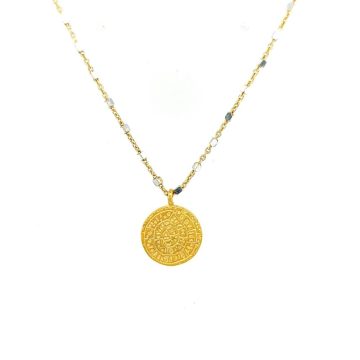 Women’s necklace, silver (925 °), two-tone chain with the Disc of Phaistos, gold plated