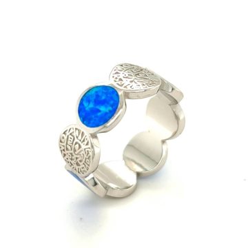 Γυναικείο δαχτυλίδι, ασήμι (925°), Δίσκος της Φαιστού με τεχνητό opal