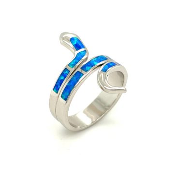 Γυναικείο δαχτυλίδι, ασήμι (925°), Φίδι με τεχνητό opal