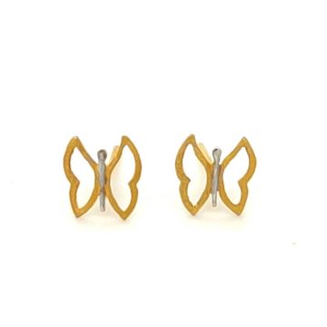 Earrings, gold Κ14 (585°), butterfly
