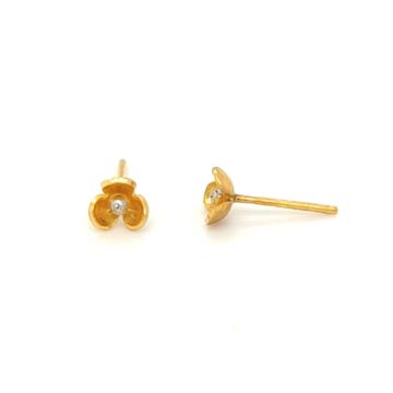 Earrings, gold Κ14 (585°), flower