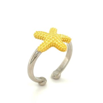 Women’s ring, silver (925°), gold plated starfish
