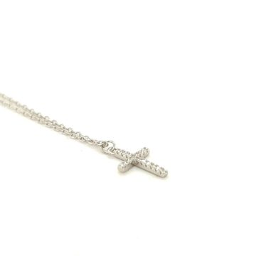 Κολιέ γυναικείο, ασήμι (925°), σταυρός με αλυσίδα